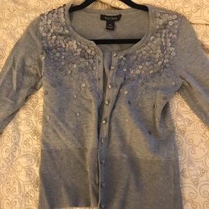 WhiteHouseBlackMarket, sm gray cardigan w/ detail